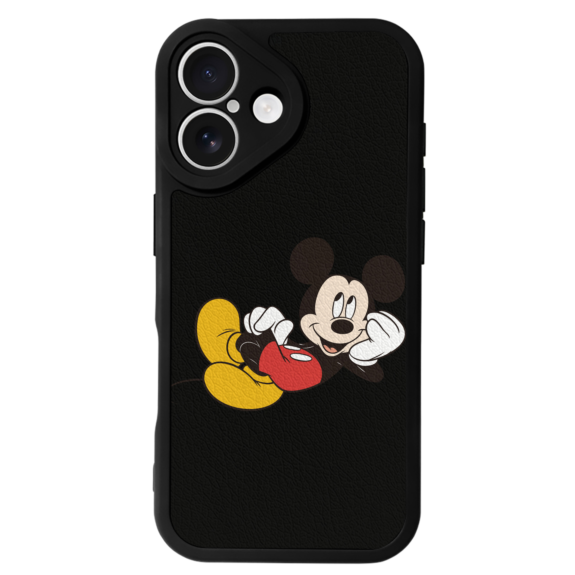 （画像用） ミッキーマウス Mickey Mouse 【iPhone 16シリーズ対応】シリコンスマホケース（レザー調） 材質：シリコン